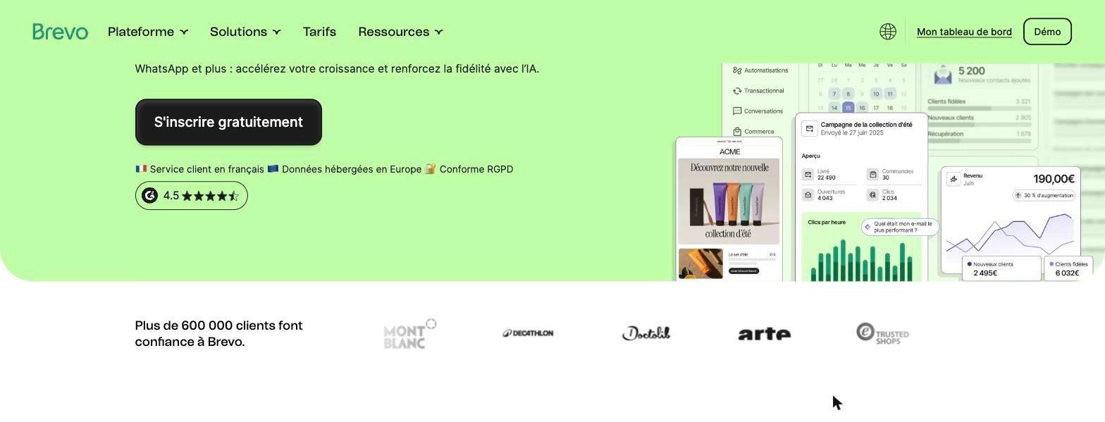 Tableau de bord et campagnes marketing dans Brevo