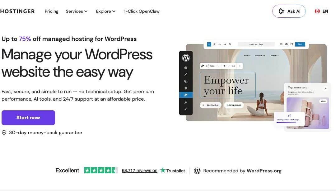 Hostinger : hébergement WordPress rapide et abordable